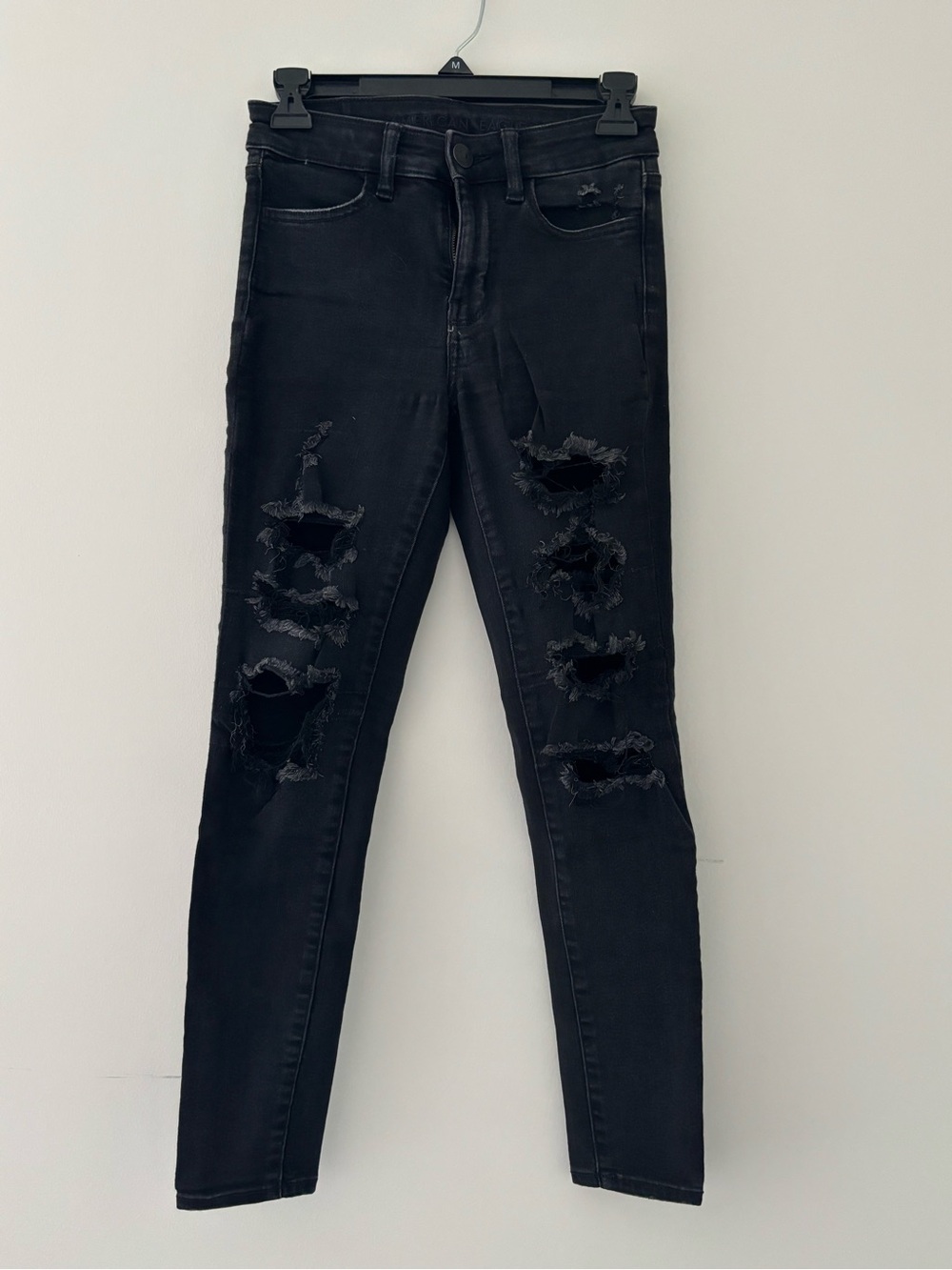 AE Black Distressed Skinny Jeans